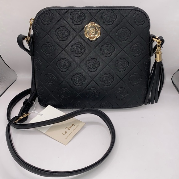 Le Bag Handbags - Black Quilted Crossbody Bag